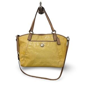 COACH Handbag Peyton Embossed Patent Leather Yellow F25188